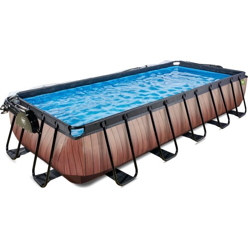 EXIT Wood pool 540x250 cm with dome and sand filter pump - brown Framed pool Rectangular 12600 L