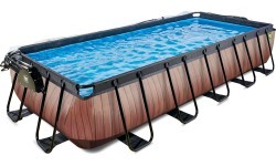 EXIT Wood pool 540x250 cm with dome and sand filter pump - brown Framed pool Rectangular 12600 L