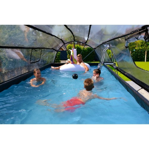 EXIT Wood pool 540x250 cm with dome and sand filter pump - brown Framed pool Rectangular 12600 L