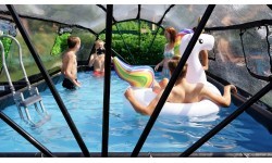 EXIT Wood pool 540x250 cm with dome and sand filter pump - brown Framed pool Rectangular 12600 L