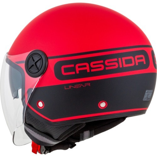 Motorcycle Helmet Cassida Handy Plus Linear Pearl Matte Red/Black