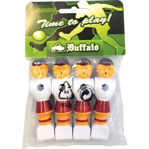Keičiamas stalo futbolo žaidėjas Buffalo, raudonas / baltas, 16 mm, 4 vnt.