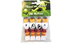 Keičiamas stalo futbolo žaidėjas Buffalo, raudonas / baltas, 16 mm, 4 vnt.
