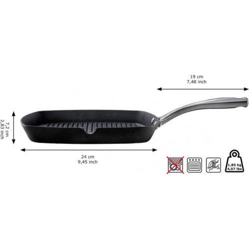 Skottsberg Ribbed Cast Iron Frying Pan 28x28cm