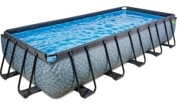 EXIT Stone pool 540x250 cm with sand filter pump - grey Framed pool Rectangular 12600 L