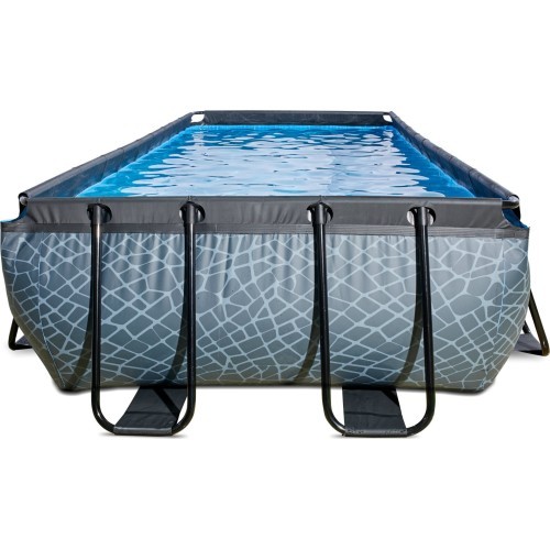 EXIT Stone pool 540x250 cm with sand filter pump - grey Framed pool Rectangular 12600 L