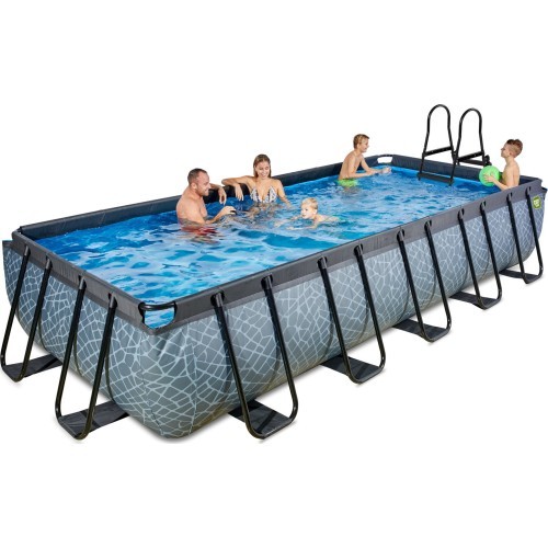 EXIT Stone pool 540x250 cm with sand filter pump - grey Framed pool Rectangular 12600 L