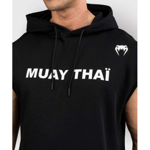 Venum Muay Thai VT džemperis su gobtuvu be rankovių – juodas/baltas