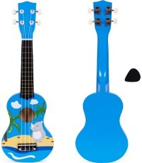 Vaikiška medinė ukulelė gitara, 4 nailoninės stygos su trūktuku, ECOTOYS