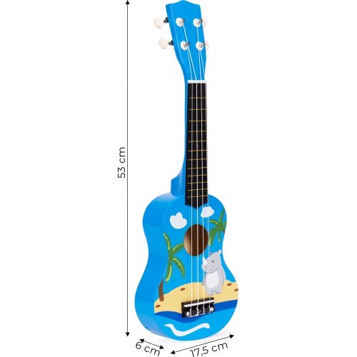 Vaikiška medinė ukulelė gitara, 4 nailoninės stygos su trūktuku, ECOTOYS