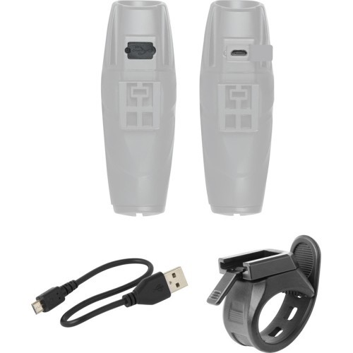 Priekinis žibintas FORCE Shark 700 USB (juodas)