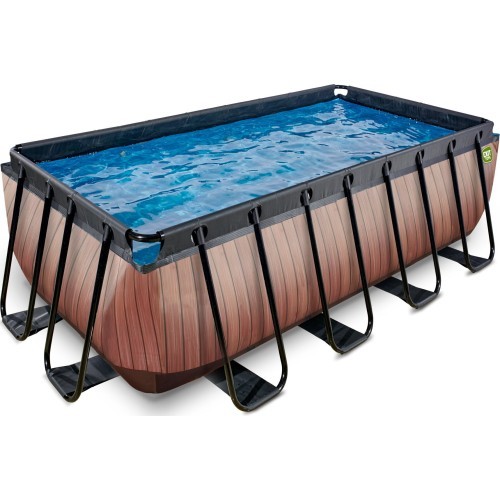 EXIT Wood pool 400x200x122cm with filter pump - brown