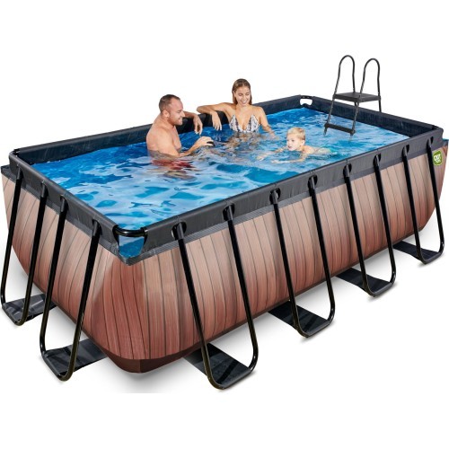 EXIT Wood pool 400x200x122cm with filter pump - brown