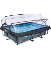 EXIT Stone pool 300x200x65cm with dome and filter pump - grey
