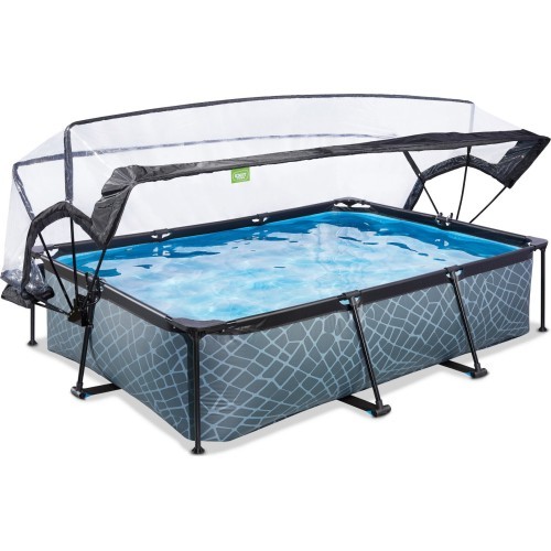 EXIT Stone pool 300x200x65cm with dome and filter pump - grey
