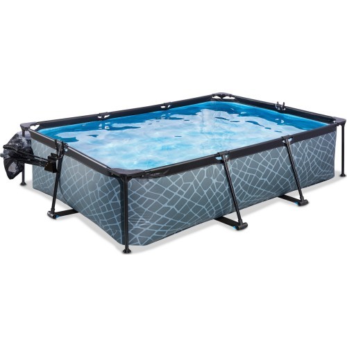 EXIT Stone pool 300x200x65cm with dome and filter pump - grey