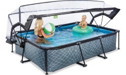 EXIT Stone pool 300x200x65cm with dome and filter pump - grey