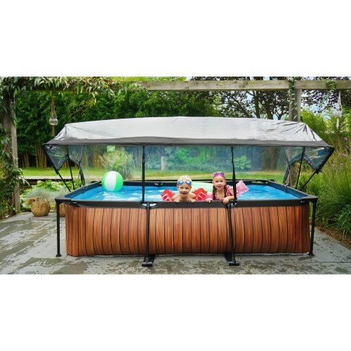 EXIT Stone pool 300x200x65cm with dome and filter pump - grey