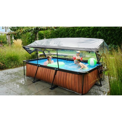 EXIT Stone pool 300x200x65cm with dome and filter pump - grey