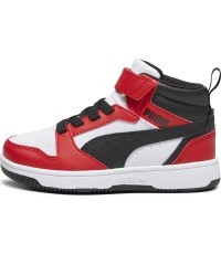 Детская обувь Puma Rebound V6 Mid Jr White Black Red 393832 03