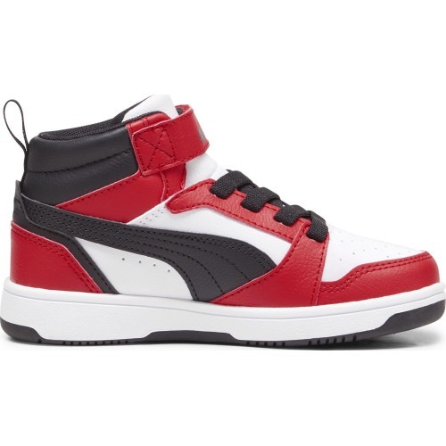 Детская обувь Puma Rebound V6 Mid Jr White Black Red 393832 03