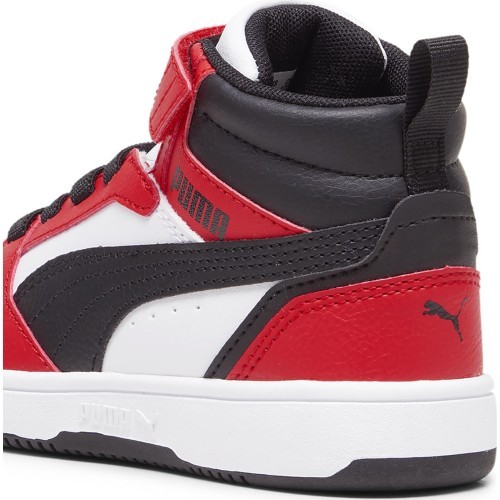 Детская обувь Puma Rebound V6 Mid Jr White Black Red 393832 03