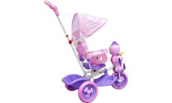 3-wheeled Purple Duck Kids Bike + Sounds + Roof + Barrier + Footrest + Handle + Storage