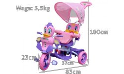 3-wheeled Purple Duck Kids Bike + Sounds + Roof + Barrier + Footrest + Handle + Storage