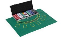 Blackjack poker set 500 chips 2 decks of dice cards game mat lockable case