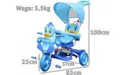 3-wheeled children's bike Duck Blue + Sounds + Roof + Barrier + Footrest + Handle + Storage