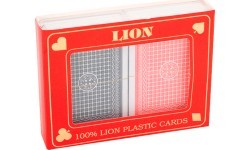 Lion Poker Cards 100% Plastic Double Red/Blue