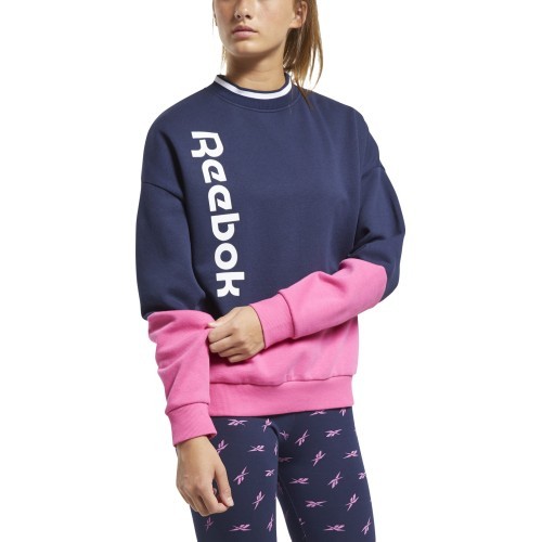 Reebok Džemperis Moterims Te Linear Logo Crew Blue Pink FU2194