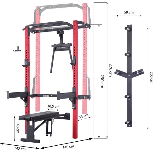 KLT22 MULTIFUNCTIONAL FOLDING POWER RACK RED HMS