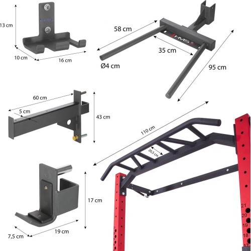 KLT22 MULTIFUNCTIONAL FOLDING POWER RACK RED HMS