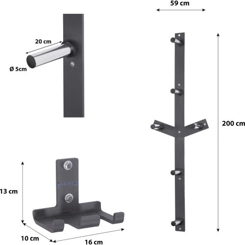 SET OF WALL HOLDERS STR28 BAR HOLDER + STR29 WEIGHT RACK HMS