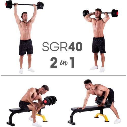 SGR40 PRO SET 2IN1 ADJUSTABLE DUMBBELLS 40 KGS HMS