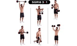 SGR18 PRO SET 3IN1 ADJUSTABLE DUMBBELLS 20 KGS HMS