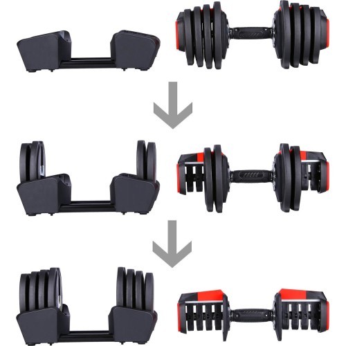 SGR18 PRO SET 3IN1 ADJUSTABLE DUMBBELLS 20 KGS HMS