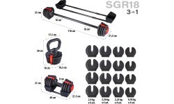 Набор регулируемых гантелей SGR18 Pro Set 3в1 20 кг HMS
