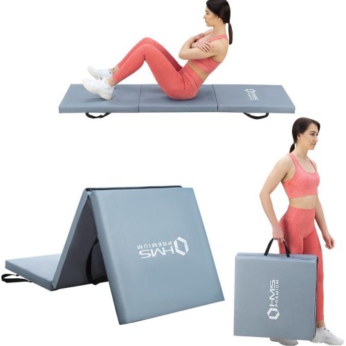 Sulankstomas gimnastikos čiužinys MGS02 1800x600 mm, pilkas, HMS Premium