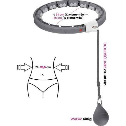 HHW06 HULA HOOP BLACK WITH WEIGHT + COUNTER HMS