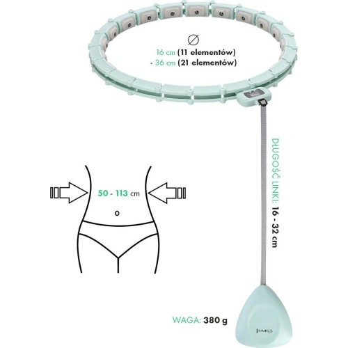 HHM14 HULA HOOP GREEN MAGNETIC WITH WEIGHT + COUNTER HMS