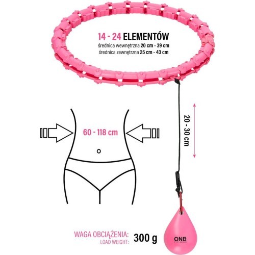 Розовый обруч с утяжелителем OHA02 One Fitness