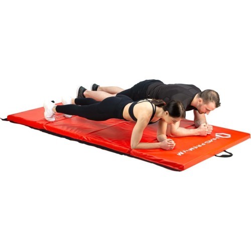 Sulankstomas gimnastikos kilimėlis HMS Premium MGS01, 2400 x 1200 mm, raudonas