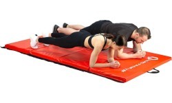 Sulankstomas gimnastikos kilimėlis HMS Premium MGS01, 2400 x 1200 mm, raudonas