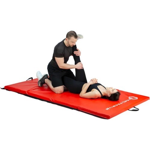 Sulankstomas gimnastikos kilimėlis HMS Premium MGS01, 2400 x 1200 mm, raudonas