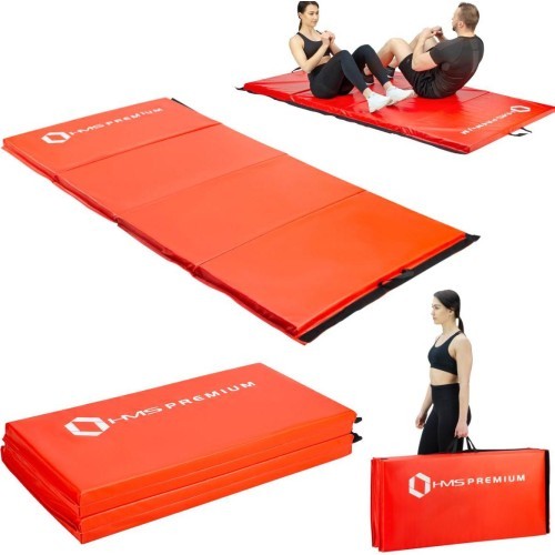 Sulankstomas gimnastikos kilimėlis HMS Premium MGS01, 2400 x 1200 mm, raudonas