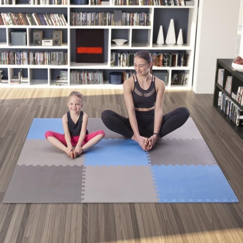 Защитный коврик One Fitness MP-10, серо-синий, 60x60x1 см, 9 шт.