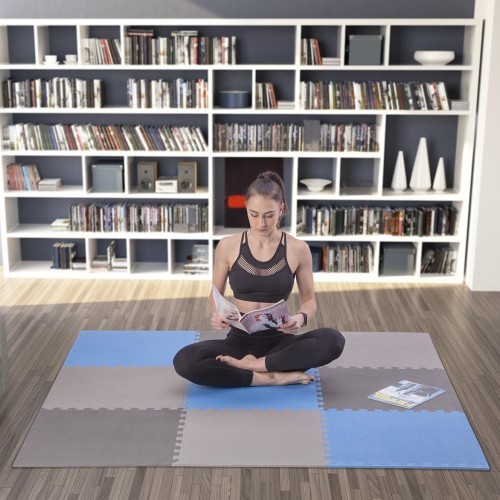 Apsauginis kilimėlis One Fitness MP-10, pilkai mėlynas, 60x60x1 cm, 9 vnt.