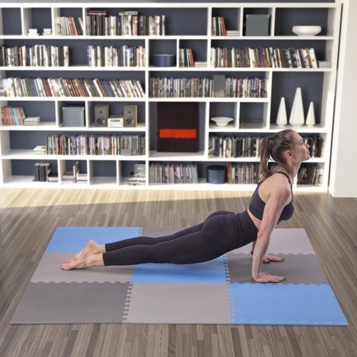 Protective Mat One Fitness MP-10, Gray-Blue, 60x60x1cm, 9pcs.